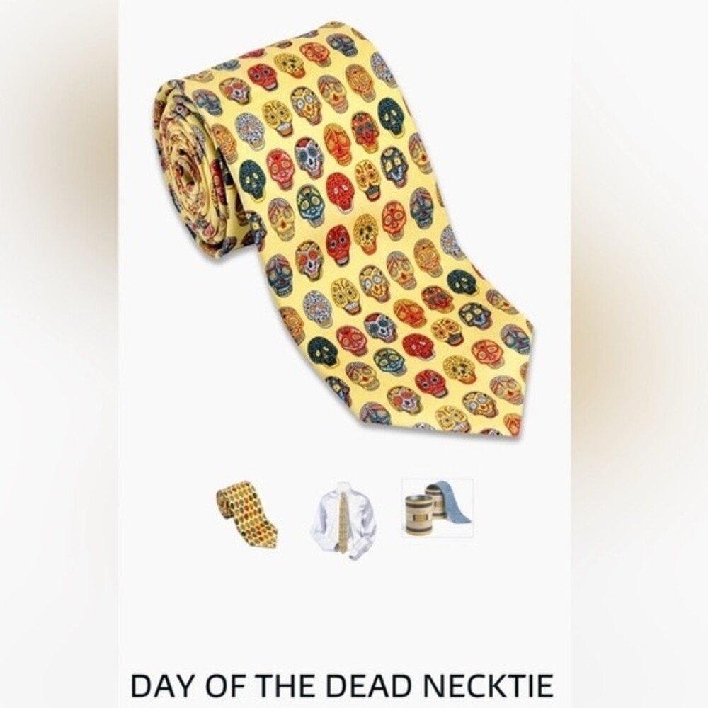 Josh Bach Silk Sugar Skull Tie Day of the Dead Gift Dia los muertos NEW Gift